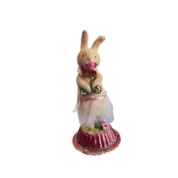Decorative Seasons Of Cannon Falls Bunny Figurine With Pink Accents & Flower - Picture 1 of 6